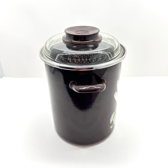 Vintage BEKA French Enamel Asparagus Steamer Brown 26cm Tall Retro Cookware - Picture 9 of 12